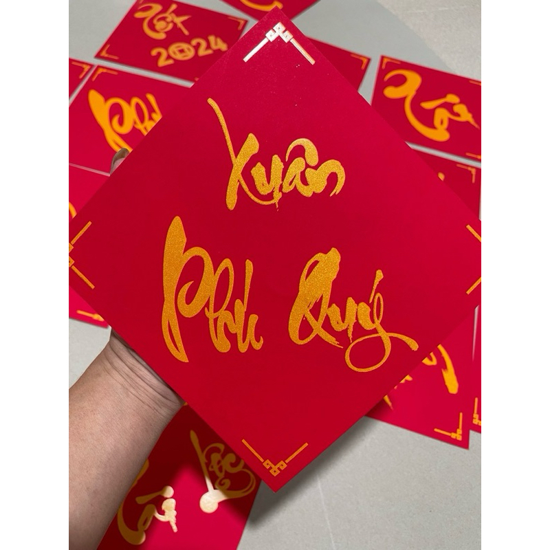 [SET] 10 CHỮ THƯ PHÁ KT27x27KM, PHÚC, LỘC, THỌ, PHÁT, TÀI TRANG TRÍ GIỎ QUÀ TẾT, LÀM ĐỒ HANDMADE - VPP QUỐC HUY