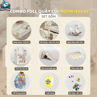 Quây Cũi Nhựa Gấp Gọn Set Full Moon House 2026 - Kèm Cầu Trượt -Xích Đu -Ngựa -Cột Bóng, Quây Nhựa Nguyên Sinh An Toàn