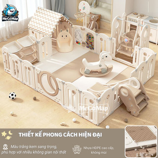 Quây Cũi Nhựa Gấp Gọn Set Full Moon House 2026 - Kèm Cầu Trượt -Xích Đu -Ngựa -Cột Bóng, Quây Nhựa Nguyên Sinh An Toàn