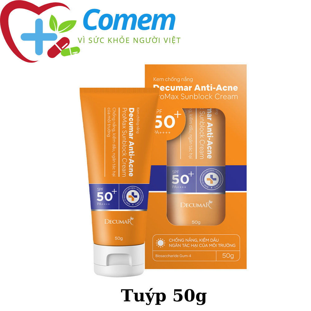 Kem chống nắng Decumar Anti-Acne Promax Sunblock SPF Cream SPF50+ -Tuýp ...