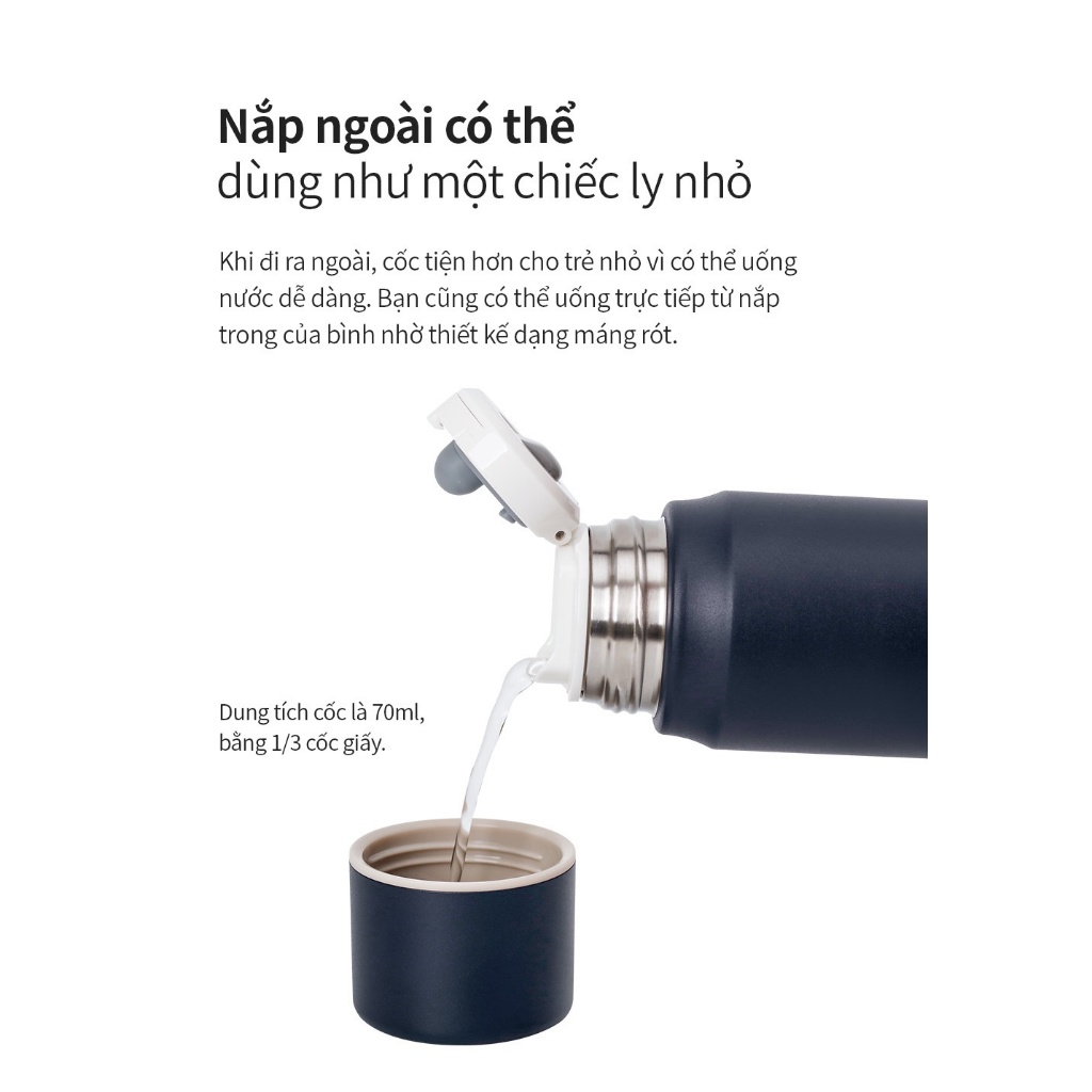 Bình giữ nhiệt LocknLock 505ml Maman Cup Vacuum Bottle LHC1487 , Nắp dùng làm cốc nước uống - K-MALL