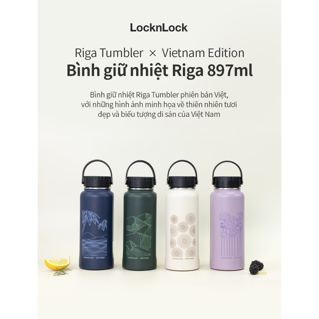 Bình giữ nhiệt LocknLock Riga Tumbler Vietnam Edition 897ml LHC4160 kèm cọ rửa và ống hút - K-MALL