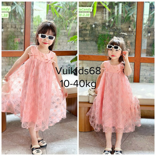 Trang phục Tết, du lịch, biển cho bé. Đầm công chúa thêu hoa dáng babydoll cao cấp cho bé 10-40kg