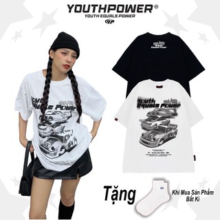 Áo thun Unisex tay lỡ form rộng cổ tròn Youth In Car Local Brand màu trắng, đen, hồng | Youth Power