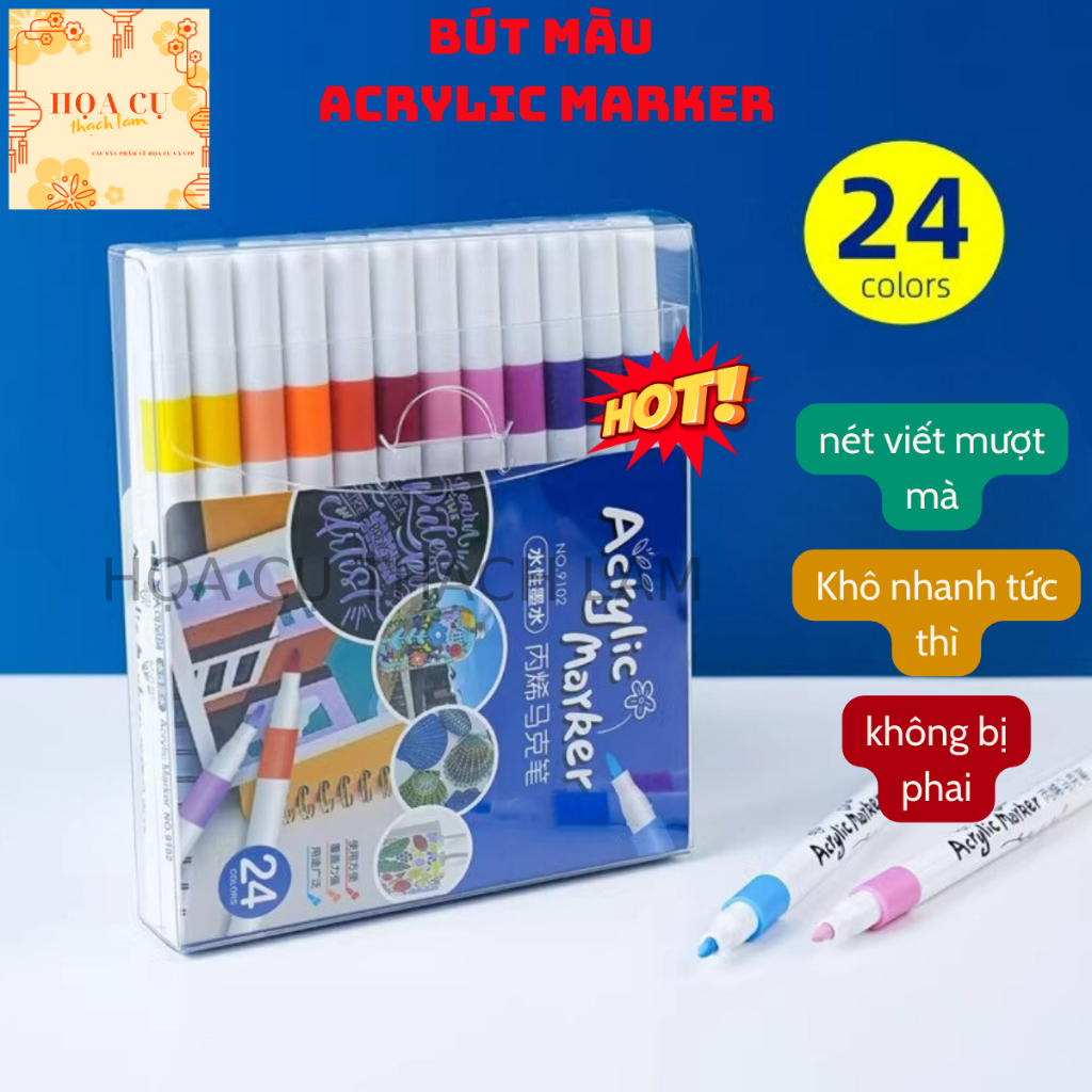 Bộ Bút Màu Acrylic Marker 12/24/36/48/60 Cao Cấp,Bút dạ cao cấp đơn giản và dễ sử dụng