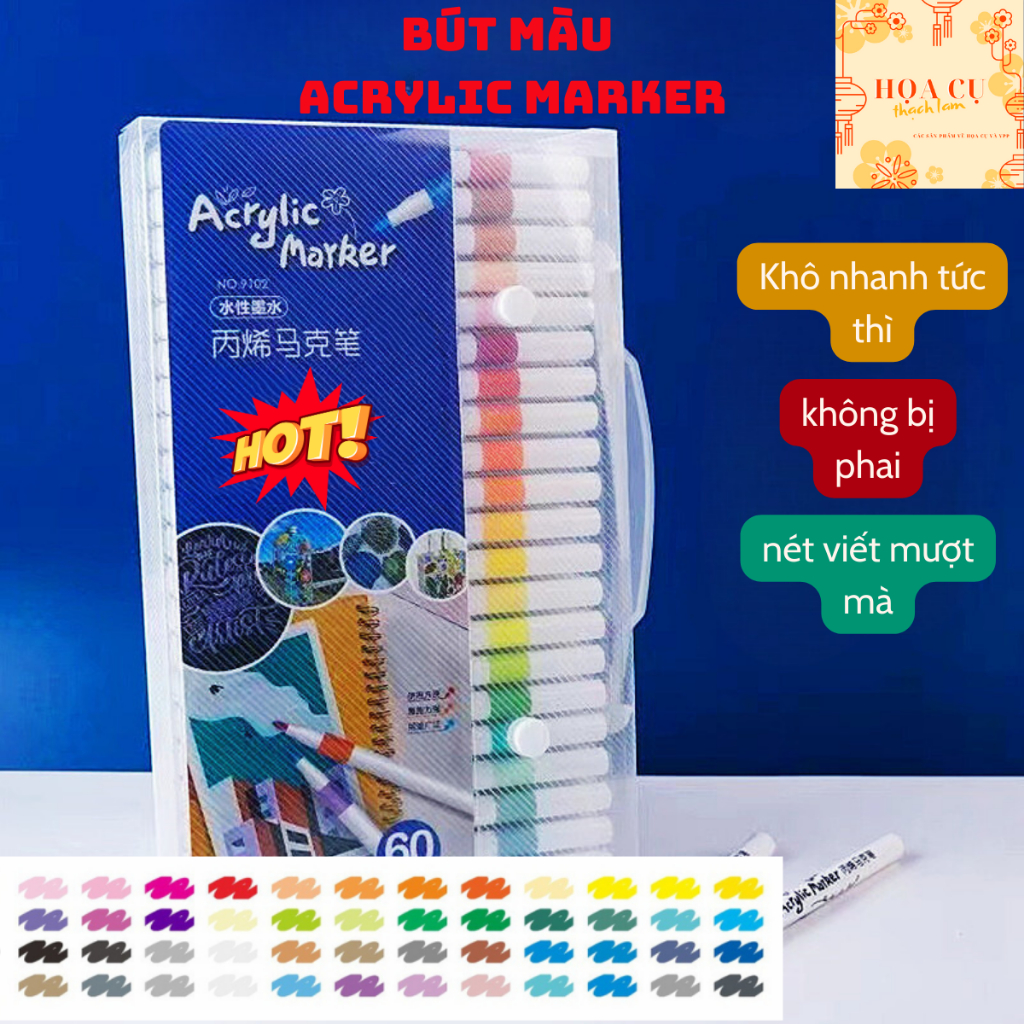 Bộ Bút Màu Acrylic Marker 12/24/36/48/60 Cao Cấp,Bút dạ cao cấp đơn giản và dễ sử dụng