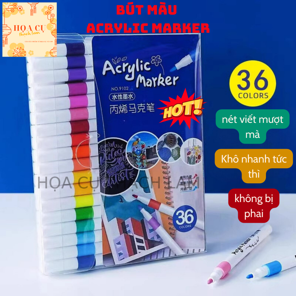 Bộ Bút Màu Acrylic Marker 12/24/36/48/60 Cao Cấp,Bút dạ cao cấp đơn giản và dễ sử dụng