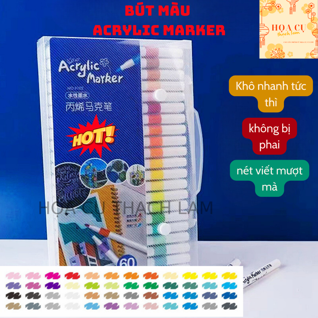Bộ Bút Màu Acrylic Marker 12/24/36/48/60 Cao Cấp,Bút dạ cao cấp đơn giản và dễ sử dụng