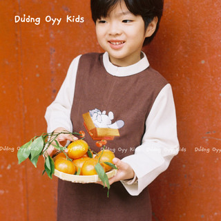 LẠC - Set áo dài nhung bé trai kèm quần | Dương Oyy 011222027