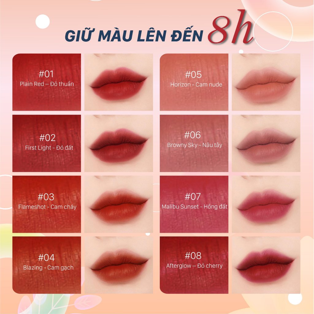 Son Lì Tự Nhiên #4 CAM GẠCH Chính Hãng Không Chì Lâu Trôi An toàn GAU SUNSET LOVER  Dạng Thỏi