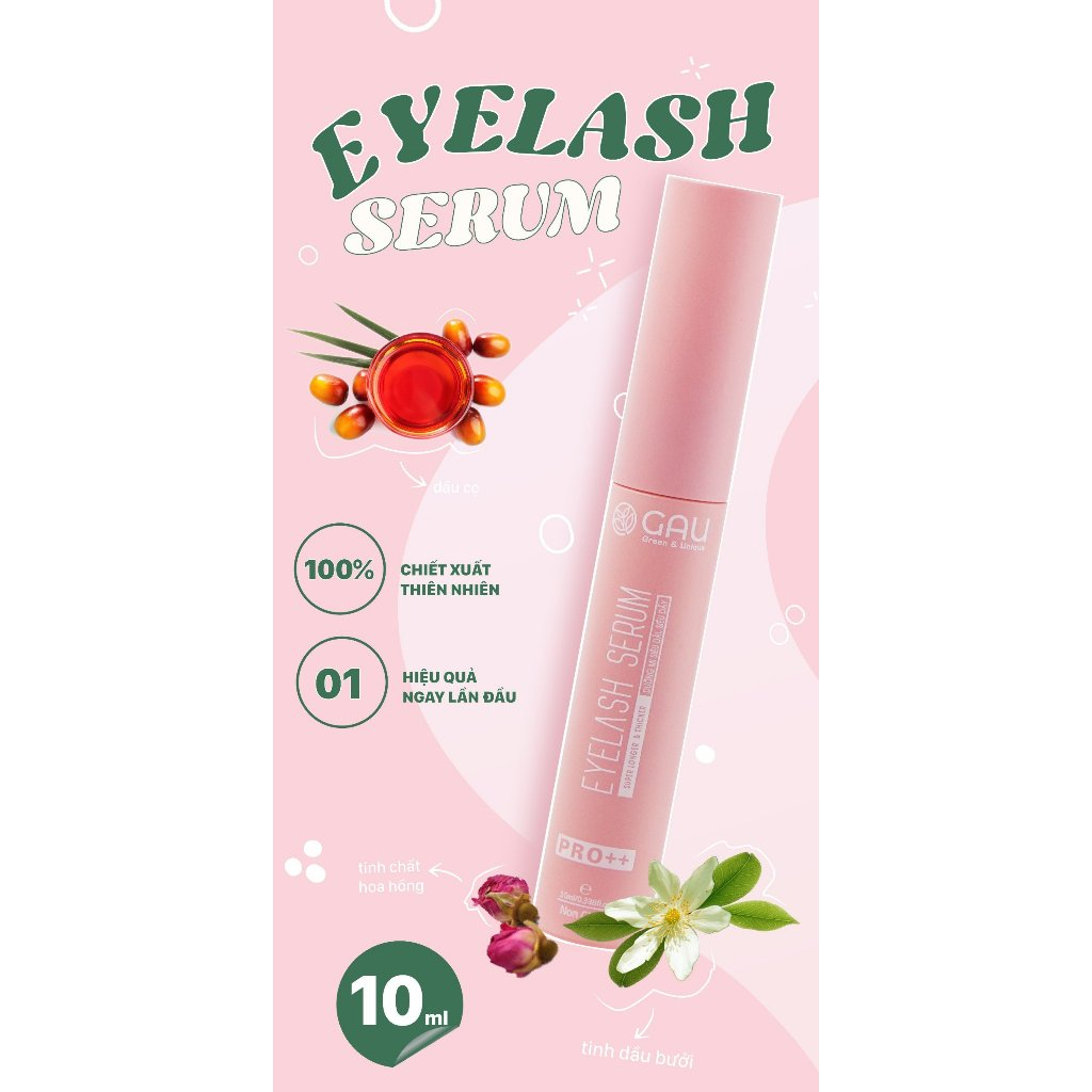 Tinh chất Dưỡng Kích Mọc Dày Dài Lông Mi Lông Mày Tự nhiên GAU Eyelash Serum 10ml Siêu hiệu quả