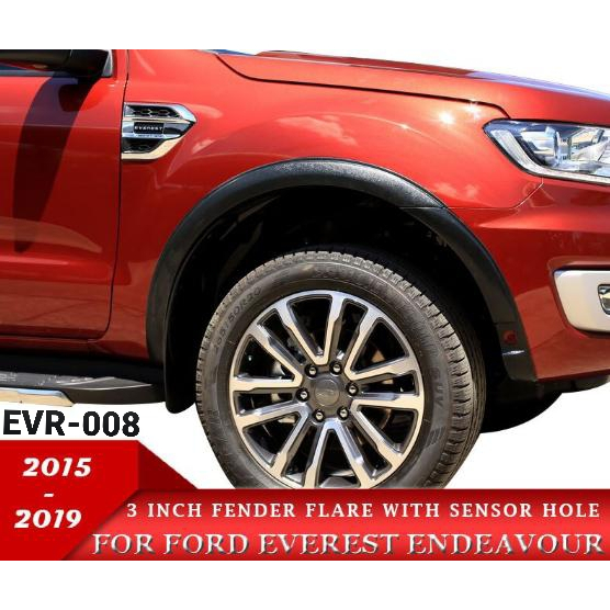 Bộ ốp Cua Lốp xe Ford Everest 2017-2021, Mẫu trơn bản bé 3 inch Có Cảm Biến,Nhựa đen mờ mịn ABS cao cấp.Hàng OEM