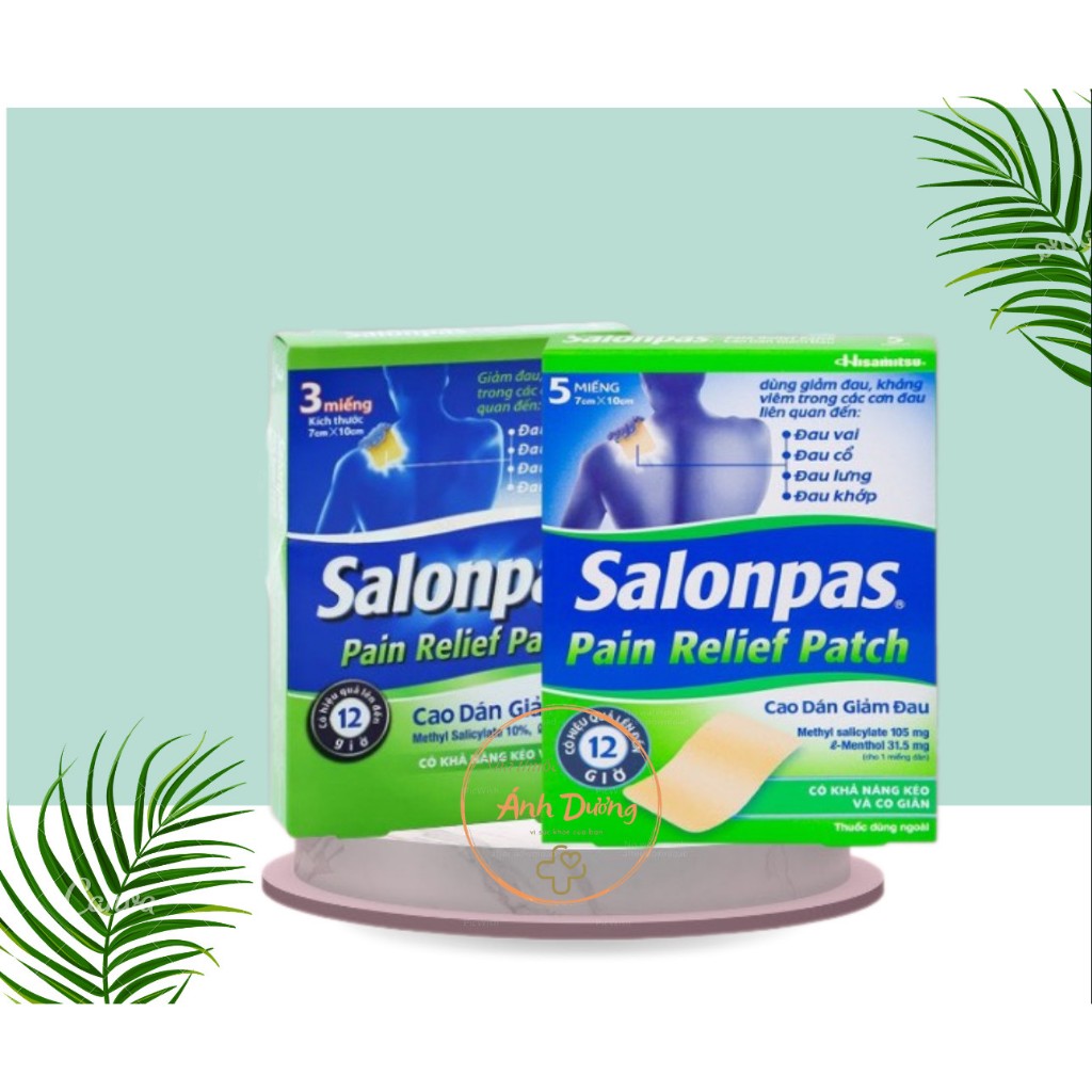 Chính Hãng Cao Dán Salonpas Pain Relief Patch Hộp 5 Miếng 3 Miếng