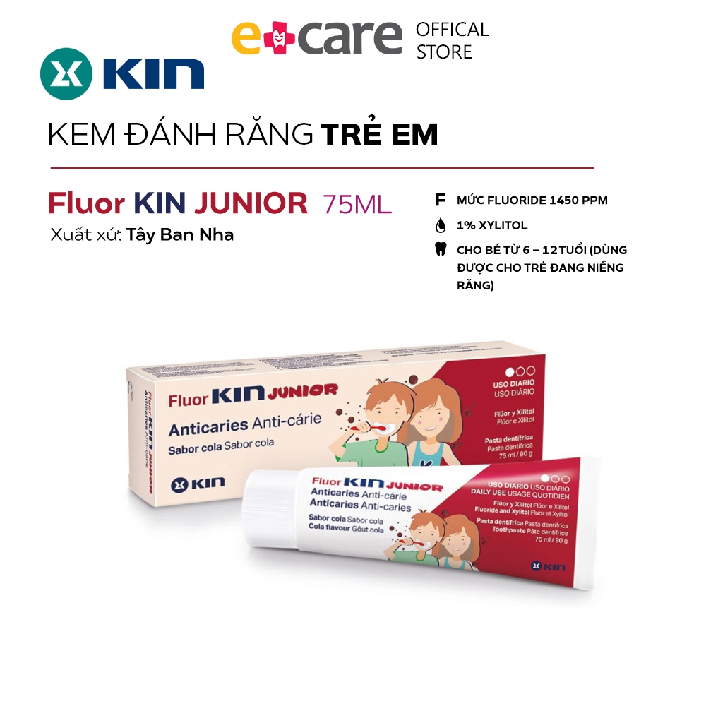 Kem đánh răng trẻ em 6-12 tuổi Fluor Kin Junior for children 95g ...