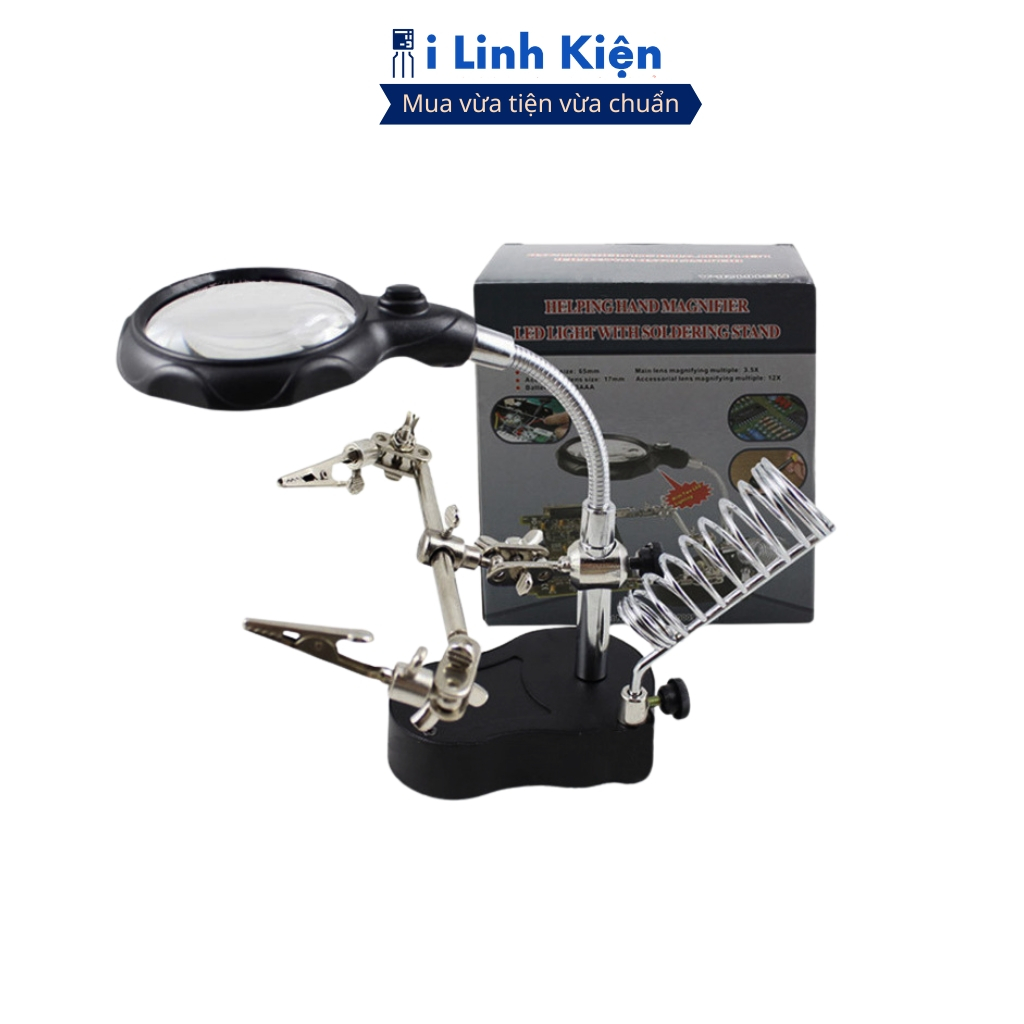 Kẹp mạch hàn kèm kính lúp, đèn Led, giá đỡ lò xo đa năng đảm bảo chất lượng ilinhkien