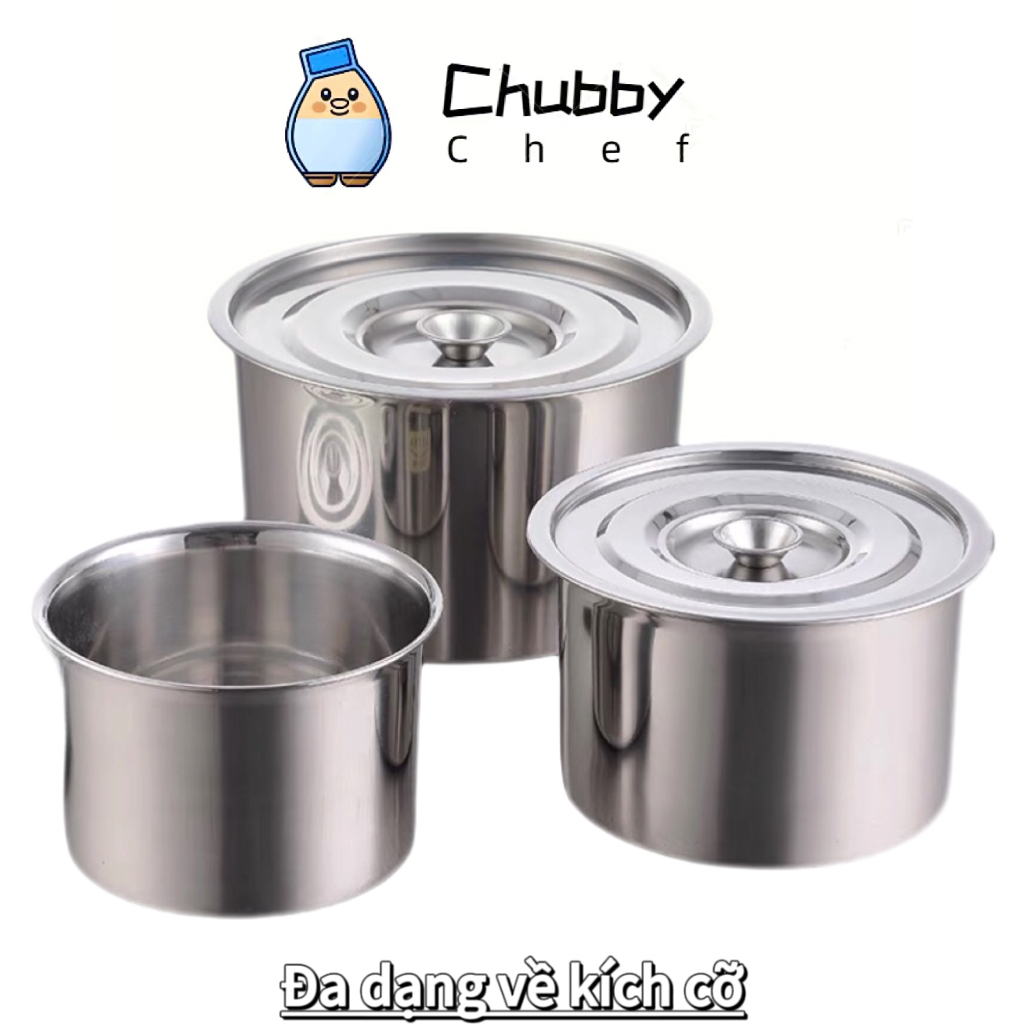 Hộp đựng gia vị inox, nồi inox KÈM NẮP Chubby Chef (12-24cm) - Thay thế ...