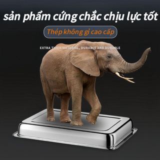 Khay inox đựng thức ăn đáy sâu 4.8cm/ cạn 2cm Chubby Chef đĩa nhà hàng, căng tin, đĩa lớn (18 kích cỡ khác nhau)