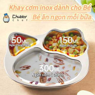 Khay cơm inox dành cho em bé hình thú  Chubby Chef- Hàng chính hãng inox cao cấp an toàn cho bé (4 mẫu)
