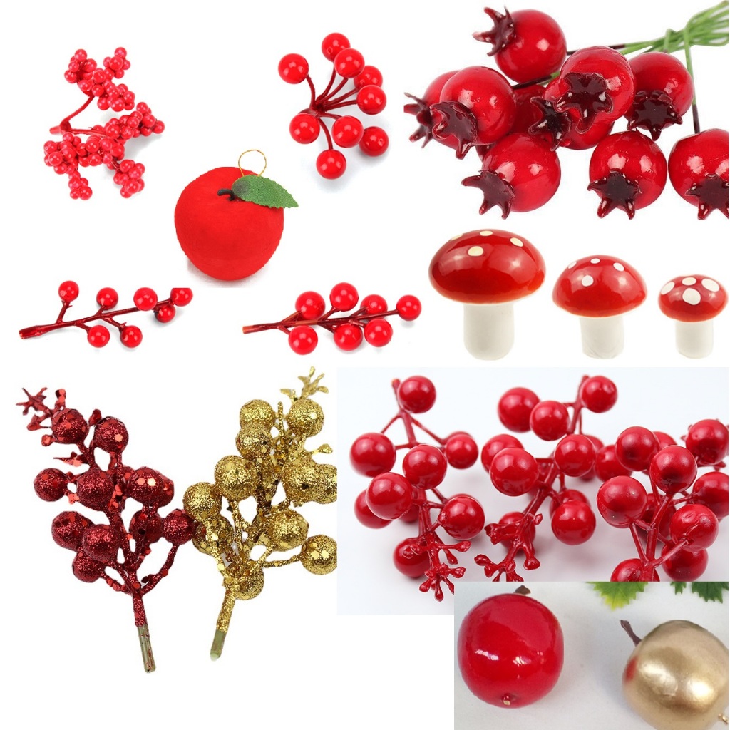 Chùm sung Chùm quả cherry các mẫu quả trang trí cây thông trang trí vòng nguyệt quế - Phụ kiện Giáng Sinh đẹp