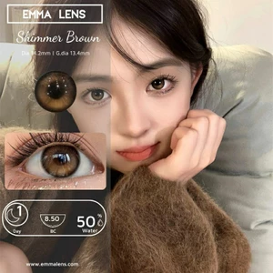 🌸 Kính áp tròng 1 ngày Shimmer Brown - Lens 1 ngày nâu câm mật ong giãn nhẹ/Emma Lens 🌸