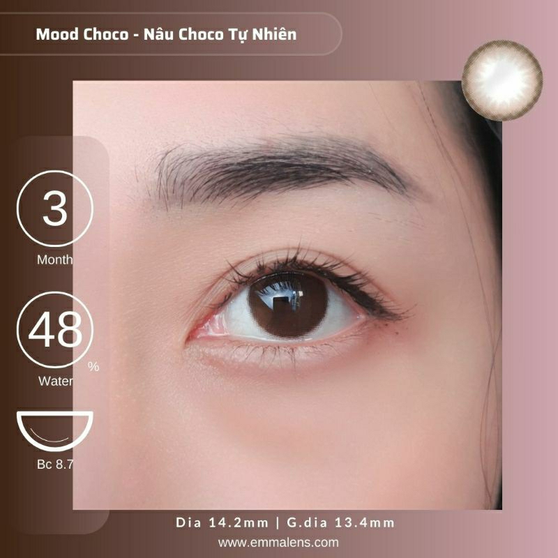 Kính Áp Tròng Mood Choco Cấp Ẩm 3 Tháng | Lens Nâu Choco Tự Nhiên Siêu Ẩm 24h mỗi ngày| Emma Lens