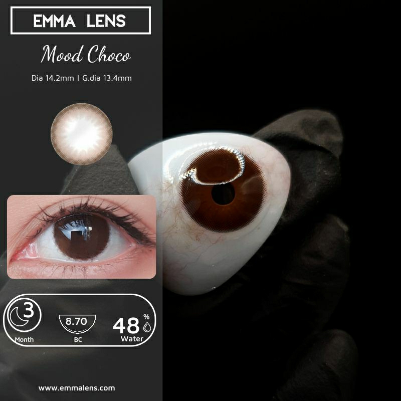 Kính Áp Tròng Mood Choco Cấp Ẩm 3 Tháng | Lens Nâu Choco Tự Nhiên Siêu Ẩm 24h mỗi ngày| Emma Lens