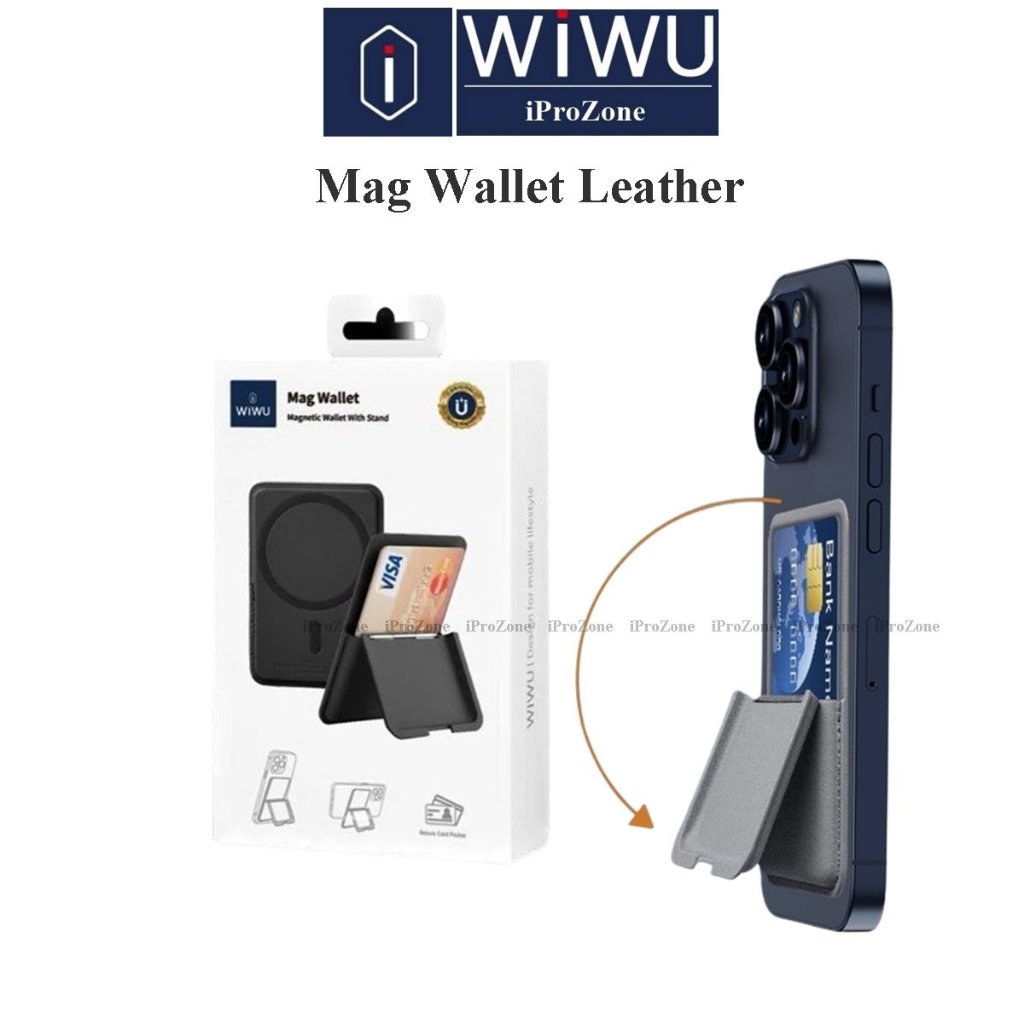WIWU Mag Wallet WM-001 Ví da đựng cài thẻ kiêm giá đỡ điện thoại hút ...