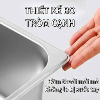 Khay inox đựng thức ăn có nắp Chubby chef - Khay buffet đựng topping, thực phẩm (sâu 6.5-15cm)