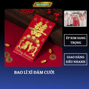 Phong Bao Lì Xì Trao Duyên DC PARTY Họa Tiết Nổi Ép Kim Sang Trọng Dùng Trong Lễ Ăn Hỏi