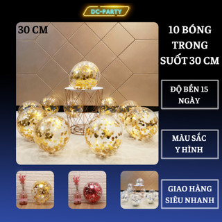 Bóng Bay Trong Suốt Đựng Kim Tuyến DC PARTY 10 Quả Dùng Trang Trí Phòng Cưới Sinh Nhật Sự Kiện Siêu Đẹp Giá Rẻ