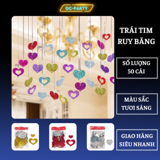 Sét trái tim buộc dây kim tuyến trang trí phòng cưới hỏi, phòng tân hôn xinh xắn DC PARTY