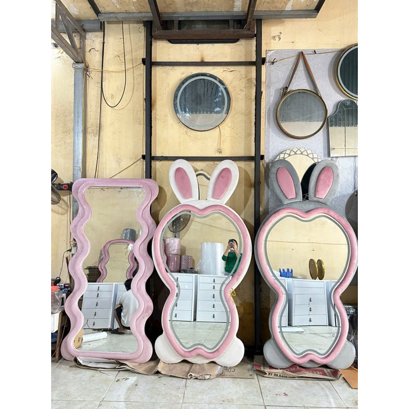 Gương Thỏ Bọc Nỉ Kthuoc 1m6x80cm phủ bì cả tai Thỏ đầu tròn