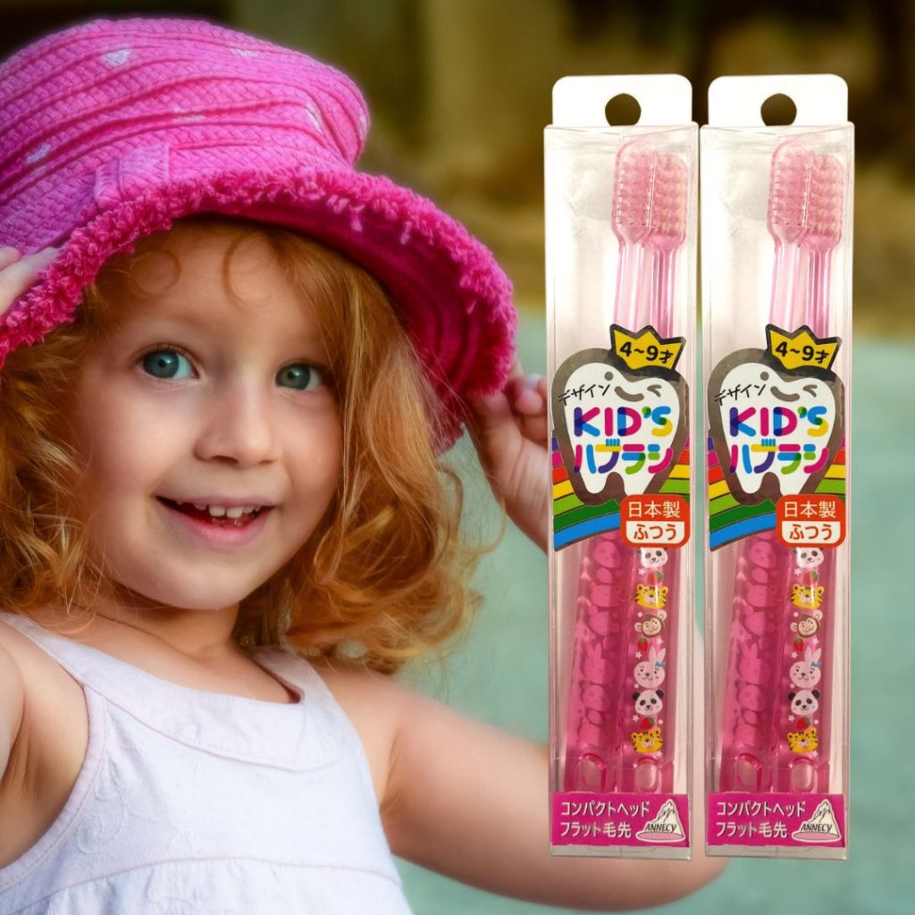 Bàn Chải Đánh Răng Cho Bé Annecy Kids Màu Hồng Động Vật (Set 2 Cây)