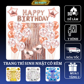 Set Bóng Bay Trang Trí Sinh Nhật Có Rèm DC PARTY Mẫu Mới Xinh Đẹp Đơn Giản Dễ Làm Giá Rẻ