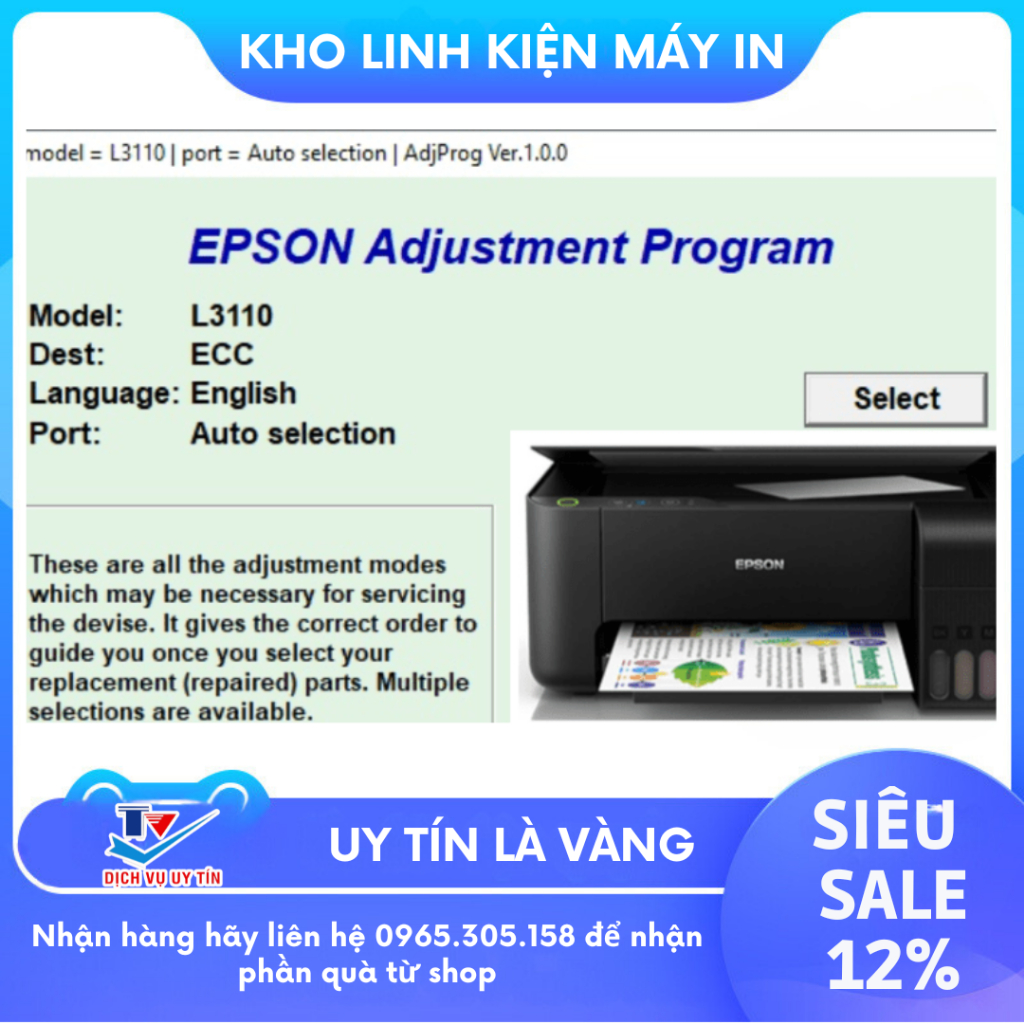 Key Reset Bộ đếm Counter Thải Máy In Phun Màu Epson L3110 L1110 Chuẩn Giá Rẻ Kholinhkienmayin 2855