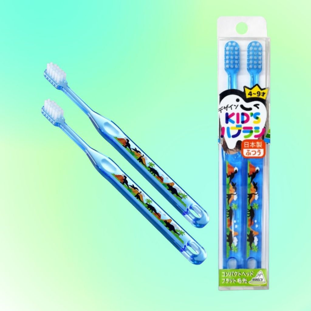 Bàn Chải Đánh Răng Cho Bé Annecy Kids Màu Xanh Khủng Long (Set 2 Cây)