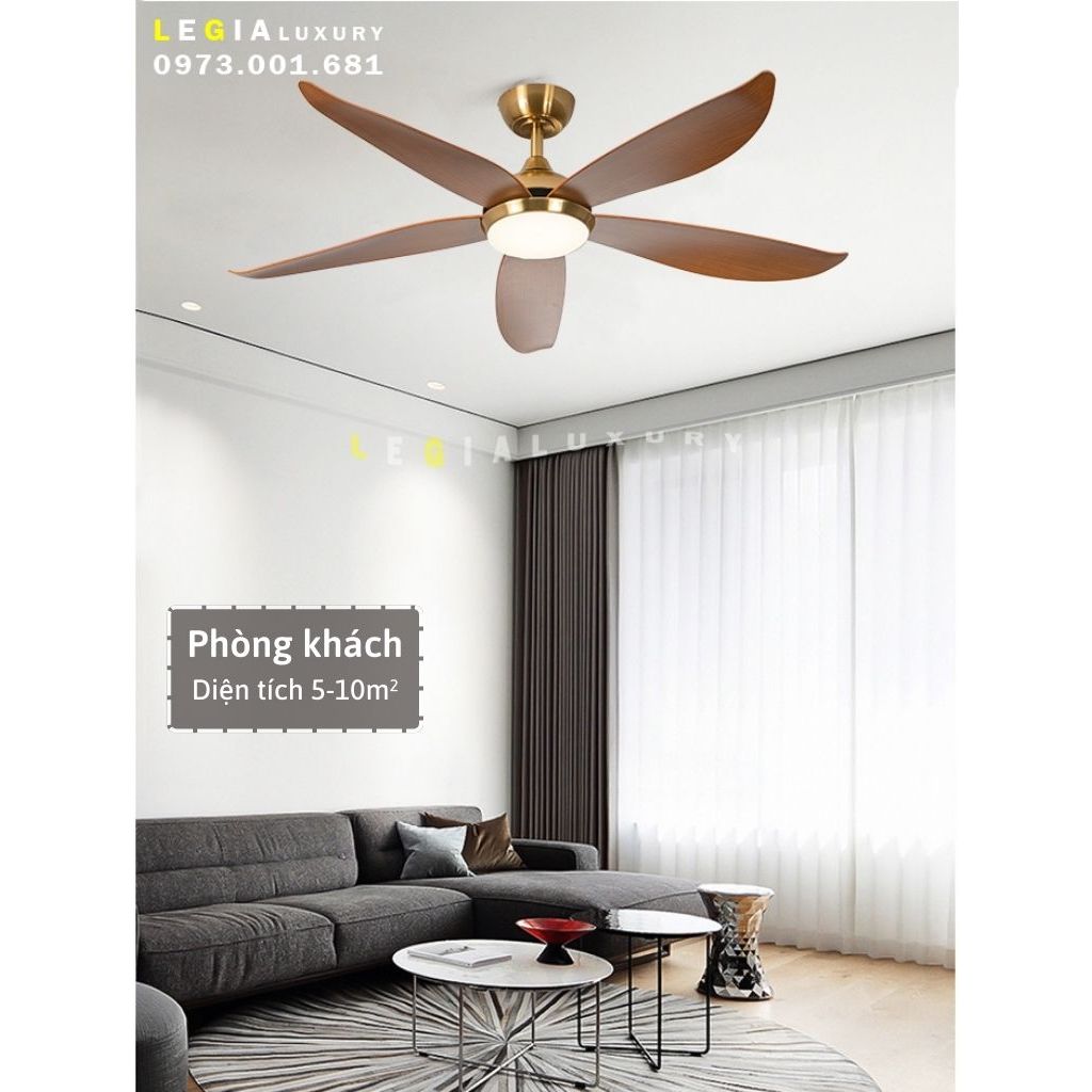 Ảnh Quạt Trần Đèn Trang Trí Phòng Khách LÊ GIA LGFAN669G - Chiều Cao 25cm - Sải Cánh 135cm - Bảo Hành 5 Năm 2