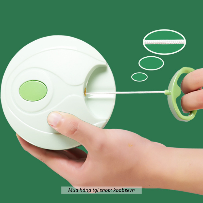 Máy xay tỏi ớt thực phẩm mini 3 lưỡi cầm tay dây kéo màu xanh đa năng tiện lợi | 007