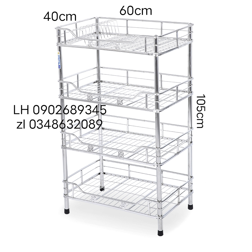 KỆ CHÉN INOX SUS 201 CAO CẤP -- KỆ 40x60 -4 Tầng -- KỆ CHÉN ĐỨNG INOX ...