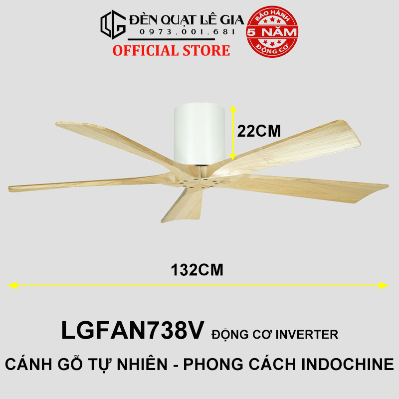 Ảnh Top 6 Mẫu Quạt Trần Cánh Gỗ Đẹp 2024 | Quạt Trần Gió Mạnh Chạy Êm Cánh Gỗ Nguyên Khối Chất Lượng Cao LUXURY 3