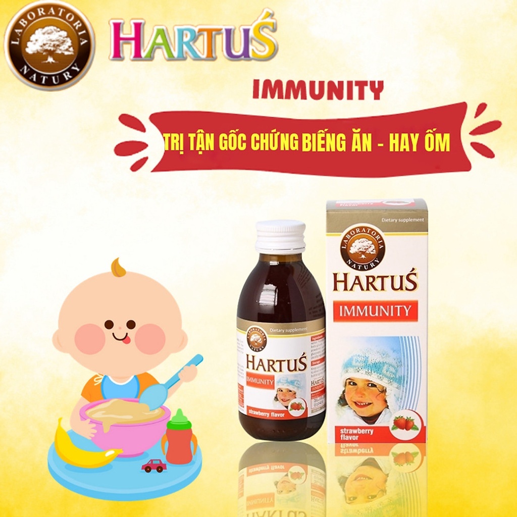 Hartus Immunity 150ml Tăng sức đề kháng cho bé, hỗ trợ miễn dịch khỏe + quà tặng