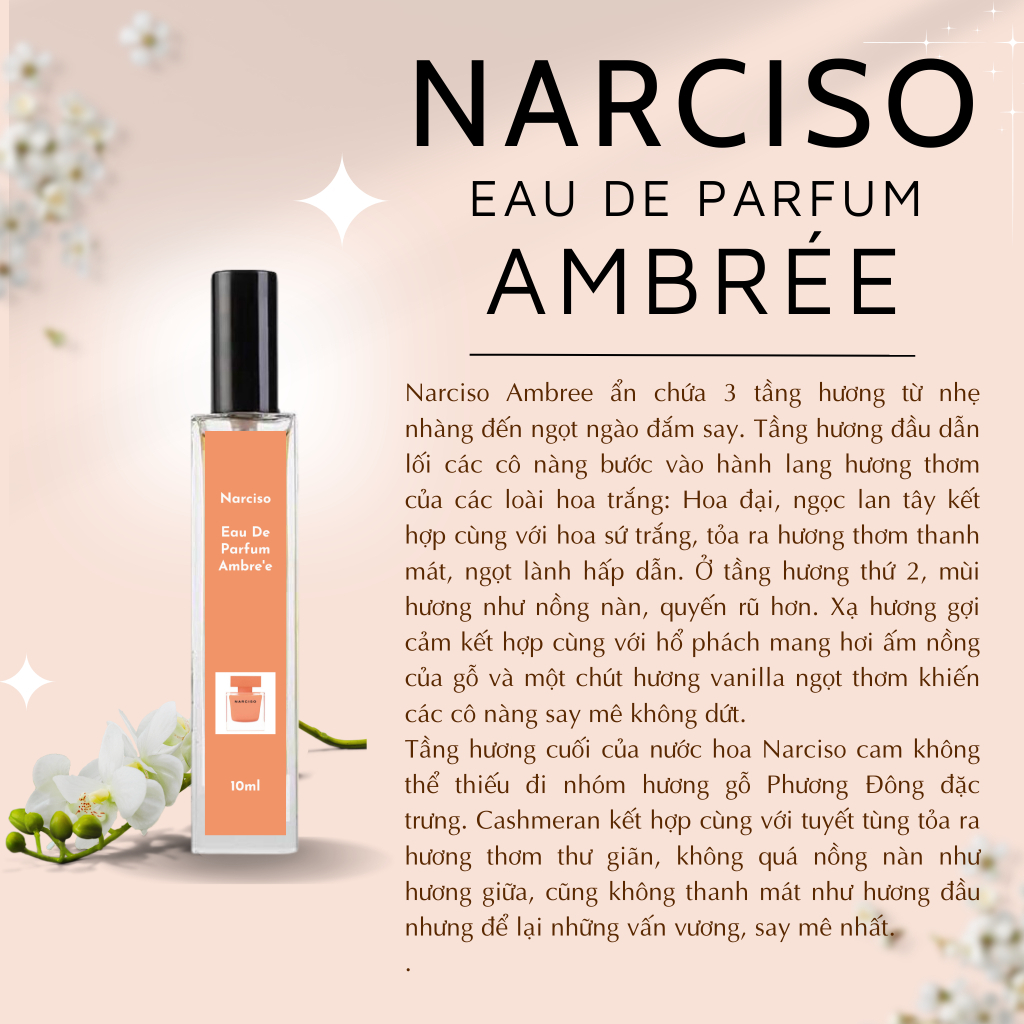 [ Nước hoa chiết cao cấp 10ml ] Narciso Rodriguez Ambree - Sang trọng, Quyến rũ, Tinh Tế