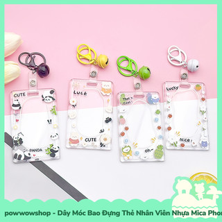 [Sẵn VN - Hỏa Tốc] Dây Móc Bao Đựng Thẻ Nhân Viên Dọc Nhựa Mica Trong Suốt Phong Cách Nhân Vật Hoạt Hình Panda Funny
