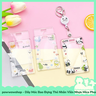 [Sẵn VN - Hỏa Tốc] Dây Móc Bao Đựng Thẻ Nhân Viên Dọc Nhựa Mica Trong Suốt Phong Cách Nhân Vật Hoạt Hình Panda Funny