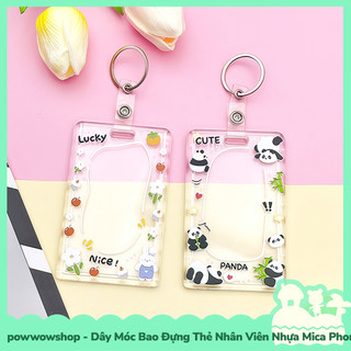 [Sẵn VN - Hỏa Tốc] Dây Móc Bao Đựng Thẻ Nhân Viên Dọc Nhựa Mica Trong Suốt Phong Cách Nhân Vật Hoạt Hình Panda Funny