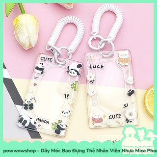 [Sẵn VN - Hỏa Tốc] Dây Móc Bao Đựng Thẻ Nhân Viên Dọc Nhựa Mica Trong Suốt Phong Cách Nhân Vật Hoạt Hình Panda Funny