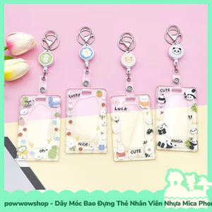 Dây Móc Bao Đựng Thẻ Nhân Viên Dọc Nhựa Mica Trong Suốt Phong Cách Nhân Vật Hoạt Hình Panda Funny