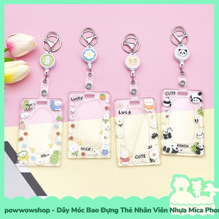 [Sẵn VN - Hỏa Tốc] Dây Móc Bao Đựng Thẻ Nhân Viên Dọc Nhựa Mica Trong Suốt Phong Cách Nhân Vật Hoạt Hình Panda Funny