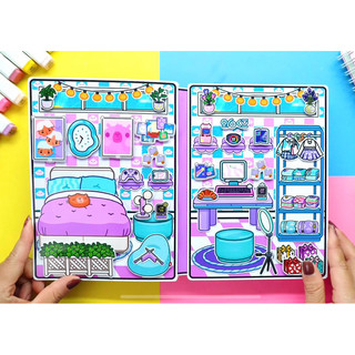 Ngôi nhà cô bé tóc xanh vs tóc tím cá tính - Búp bê giấy tocabca