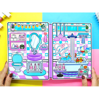 Ngôi nhà cô bé tóc xanh vs tóc tím cá tính - Búp bê giấy tocabca